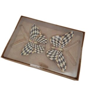 Mackenzie Childs Courtly Check Butterfly Duo Wall Decor